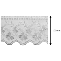 Renda Tule Bordado 100mm Com 13,7 Metros YL312 Mantovani