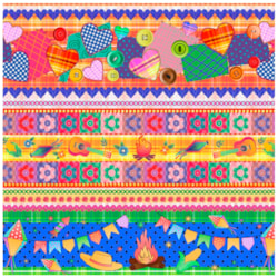 Tecido Barrado de Festa Junina 50cm x 150cm Cor 2830 Círculo