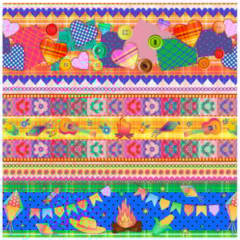 Tecido Barrado de Festa Junina 50cm x 150cm Cor 2830 Círculo