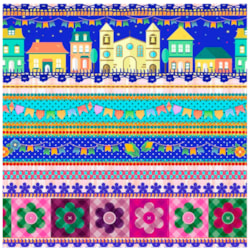Tecido Barrado de Festa Junina 50cm x 150cm Cor 2830 Círculo