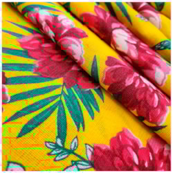 Tecido Chita de Festa Junina 50cm x 150cm Floral Cor 10 Fundo Amarelo Caldeira