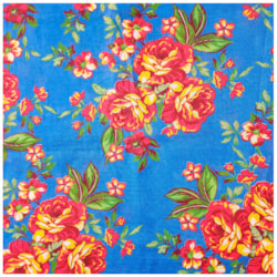 Tecido Chita de Festa Junina 50cm x 150cm Floral Cor 11 Fundo Azul Caldeira