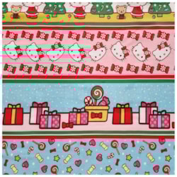 Tecido Natalino Hello Kitty Doces e Presentes 50cm x 150cm Cor 2855 Círculo