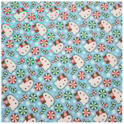 Tecido Natalino Hello Kitty Fundo Azul 50cm x 150cm Cor 2857 Círculo
