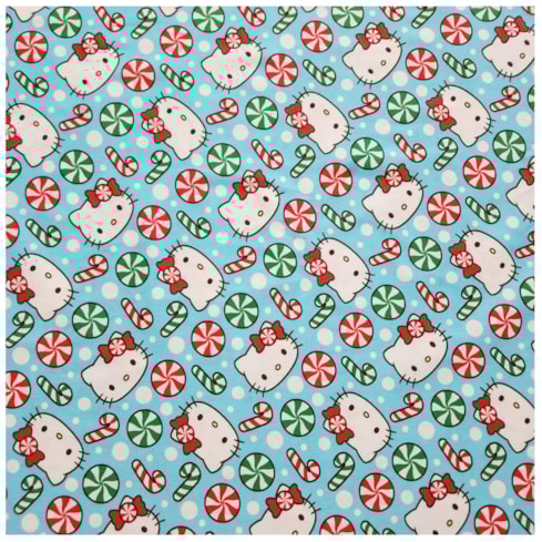 Tecido Natalino Hello Kitty Fundo Azul 50cm x 150cm Cor 2857 Círculo