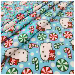 Tecido Natalino Hello Kitty Fundo Azul 50cm x 150cm Cor 2857 Círculo