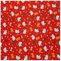 Tecido Natalino Hello Kitty Fundo Vermelho 50cm x 150cm Cor 2856 Círculo