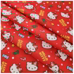 Tecido Natalino Hello Kitty Fundo Vermelho 50cm x 150cm Cor 2856 Círculo