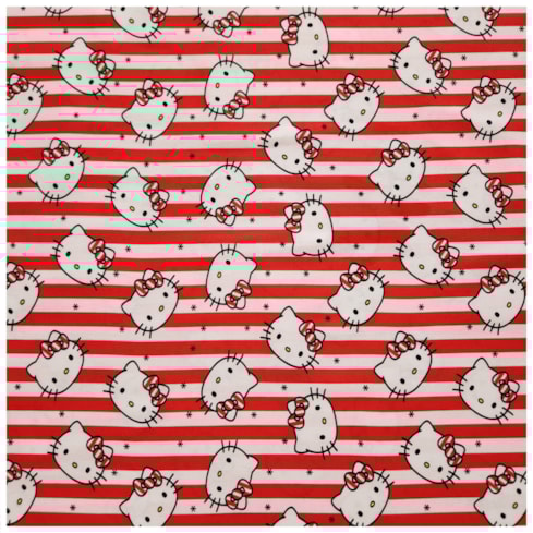 Tecido Natalino Hello Kitty Listrado 50cm x 150cm Cor 2859 Círculo
