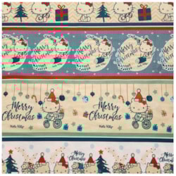 Tecido Natalino Hello Kitty Merry Christmas 50cm x 150cm Cor 2865 Círculo