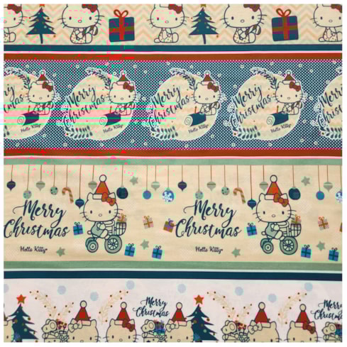Tecido Natalino Hello Kitty Merry Christmas 50cm x 150cm Cor 2865 Círculo