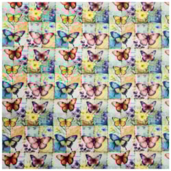 Tecido Tricoline 3D 50cm x 150cm Borboletas Vibrantes Cor 07 Caldeira