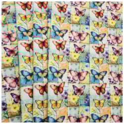 Tecido Tricoline 3D 50cm x 150cm Borboletas Vibrantes Cor 07 Caldeira