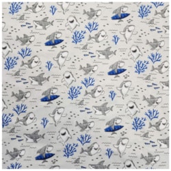 Tecido Tricoline 3D 50cm x 150cm Tubarões Aventureiros Cor 02 Caldeira