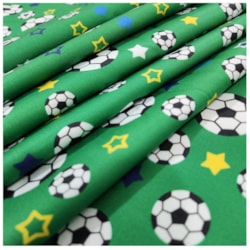 Tecido Tricoline 50cm x 150cm Bola e Estrelas Copa Cor 3030 Círculo