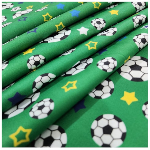 Tecido Tricoline 50cm x 150cm Bola e Estrelas Copa Cor 3030 Círculo