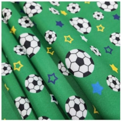 Tecido Tricoline 50cm x 150cm Bola e Estrelas Copa Cor 3030 Círculo