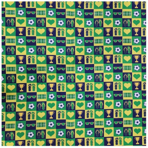 Tecido Tricoline 50cm x 150cm Elementos da Copa Cor 3027 Círculo