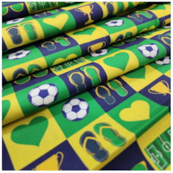 Tecido Tricoline 50cm x 150cm Elementos da Copa Cor 3027 Círculo
