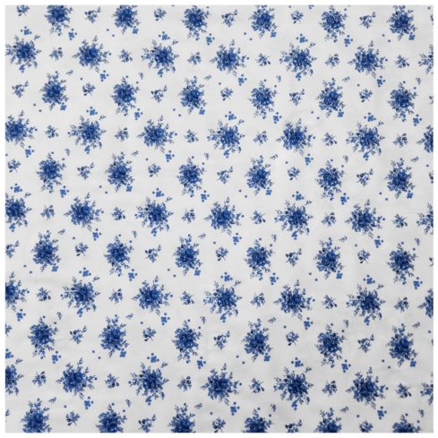 Tecido Tricoline 50cm X 150cm Flores Azuis Ref 7251 Cor 08 Caldeira