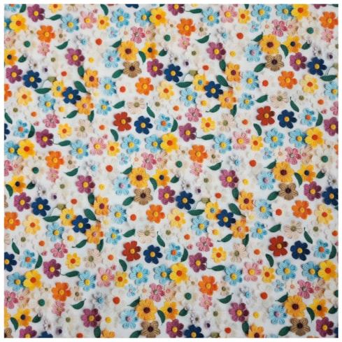 Tecido Tricoline 50cm x 150cm Flores Coloridas Ref 11126 Cor 01 Caldeira