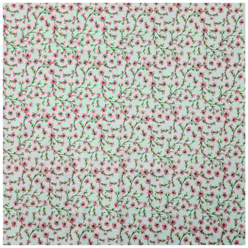 Tecido Tricoline 50cm x 150cm Verde Água Com Flores Vermelhas Ref 7345 Cor 03 Caldeira