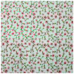 Tecido Tricoline 50cm x 150cm Verde Água Com Flores Vermelhas Ref 7345 Cor 03 Caldeira