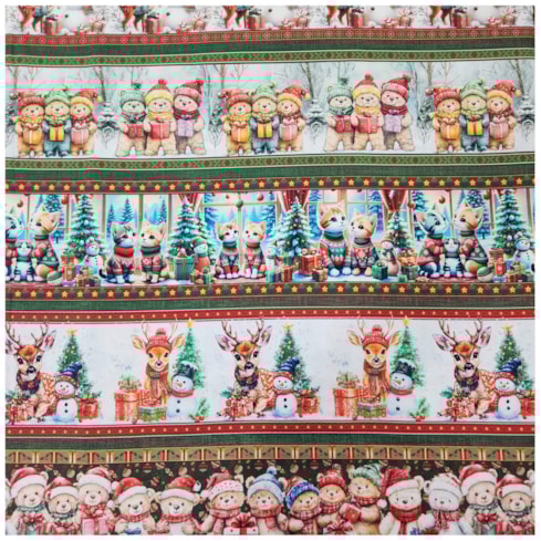 Tecido Tricoline Barrado Natalino 50cm x 150cm Cor 02 Caldeira