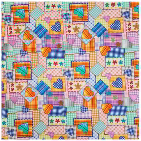 Tecido Tricoline de Festa Junina 50cm x 150cm Corações Cor 2829 Círculo