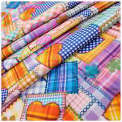 Tecido Tricoline de Festa Junina 50cm x 150cm Corações Cor 2829 Círculo