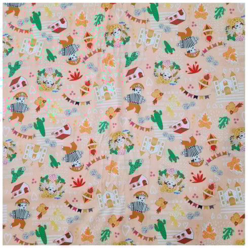 Tecido Tricoline de Festa Junina 50cm x 150cm Cordel Cor 2832 Círculo