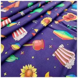 Tecido Tricoline de Festa Junina 50cm x 150cm Itens do Arraial Cor 2831 Círculo