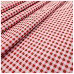 Tecido Tricoline de Festa Junina 50cm x 150cm Xadrez Vermelho Círculo