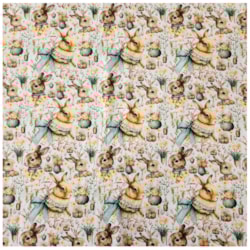 Tecido Tricoline de Páscoa 50cm x 150cm Coelho e Flores Cor 2805 Círculo