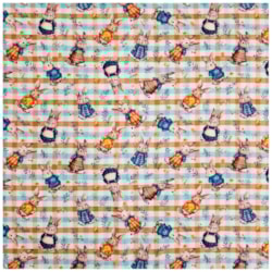 Tecido Tricoline de Páscoa 50cm x 150cm Coelhos Fundo Xadrez Caldeira