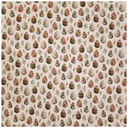 Tecido Tricoline de Páscoa 50cm x 150cm Ovos Decorados Fundo Claro Peripan
