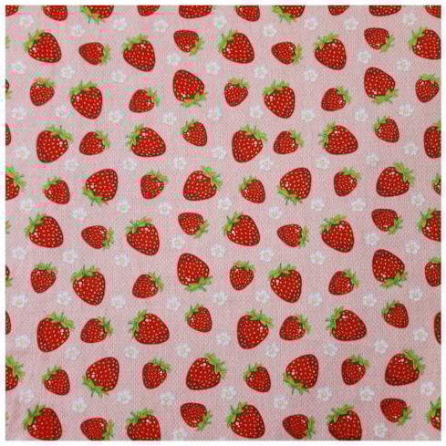 Tecido Tricoline Morangos 50cm x 150cm Cor 2292 Círculo